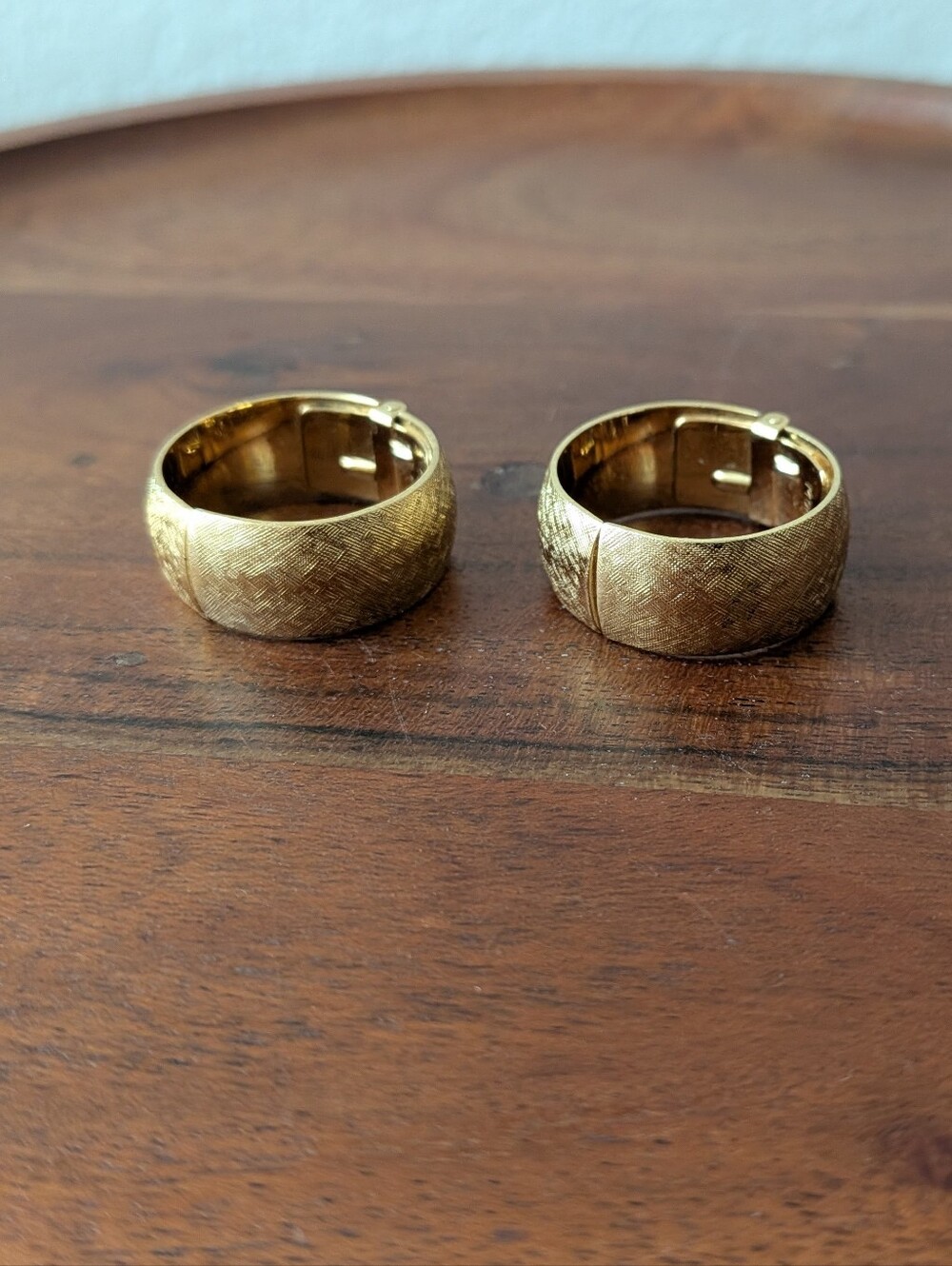 Vintage Monet Brush Gold Texture Clip On Hoop Earrings